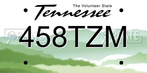 458TZM Tennessee License Plate