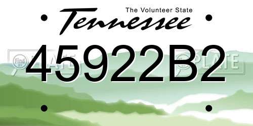 45922B2 Tennessee License Plate