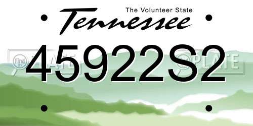 45922S2 Tennessee License Plate
