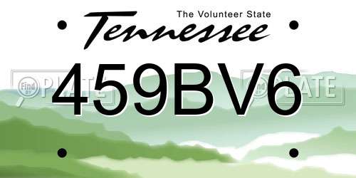 459BV6 Tennessee License Plate