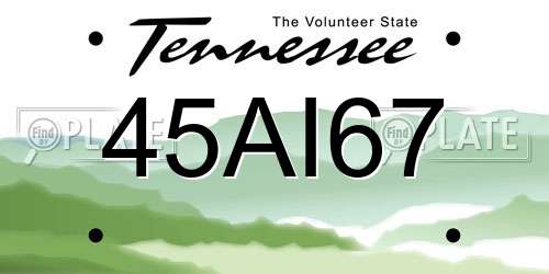 45AI67 Tennessee License Plate