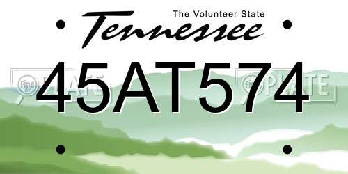 45AT574 Tennessee License Plate