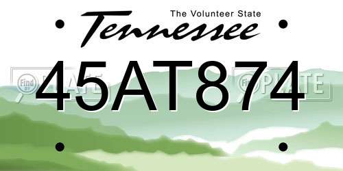 45AT874 Tennessee License Plate