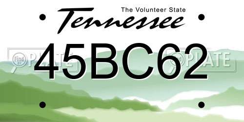 45BC62 Tennessee License Plate