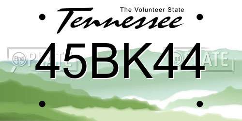 45BK44 Tennessee License Plate
