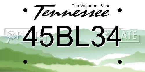 45BL34 Tennessee License Plate