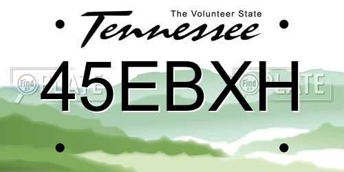 45EBXH Tennessee License Plate