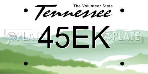 45EK Tennessee License Plate