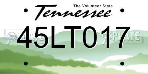 45LT017 Tennessee License Plate