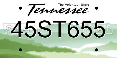 45ST655 Tennessee License Plate