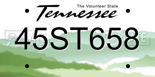 45ST658 Tennessee License Plate