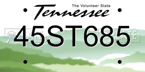 45ST685 Tennessee License Plate