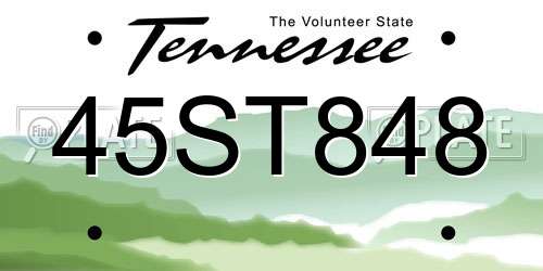 45ST848 Tennessee License Plate