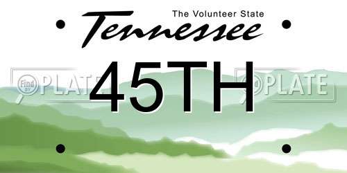 45TH Tennessee License Plate