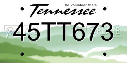 45TT673 Tennessee License Plate