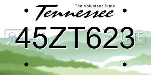 45ZT623 Tennessee License Plate