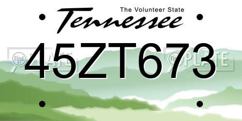 45ZT673 Tennessee License Plate