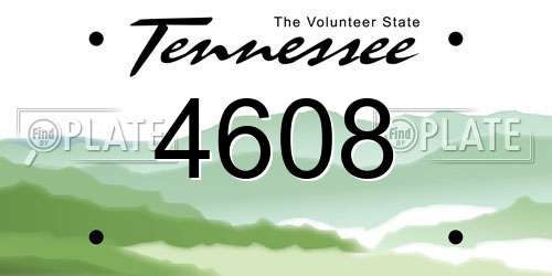 4608 Tennessee License Plate