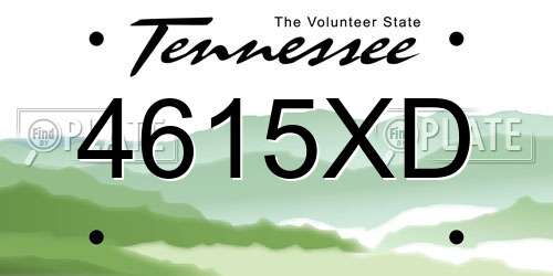 4615XD Tennessee License Plate