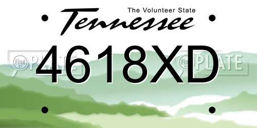 4618XD Tennessee License Plate