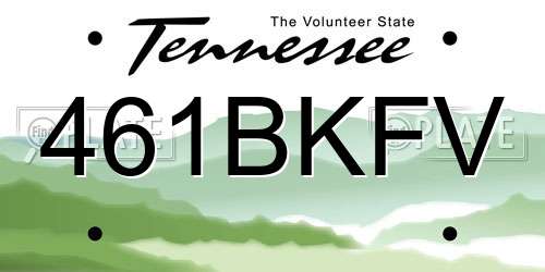 461BKFV Tennessee License Plate