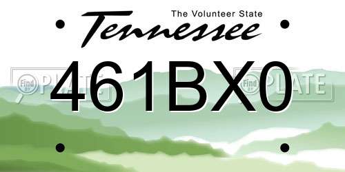 461BX0 Tennessee License Plate