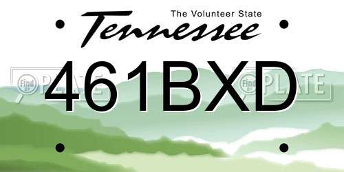 461BXD Tennessee License Plate