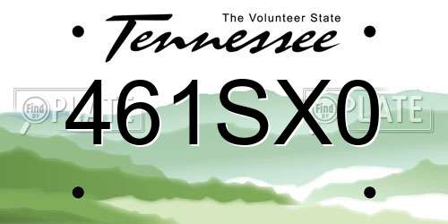 461SX0 Tennessee License Plate
