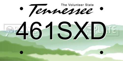461SXD Tennessee License Plate