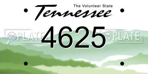 4625 Tennessee License Plate