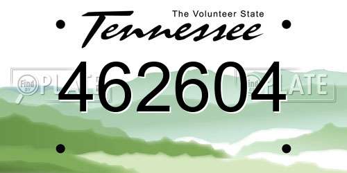 462604 Tennessee License Plate