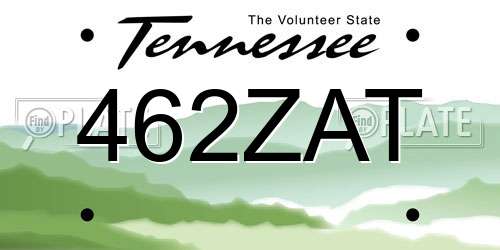 462ZAT Tennessee License Plate