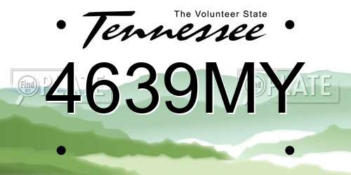 4639MY Tennessee License Plate
