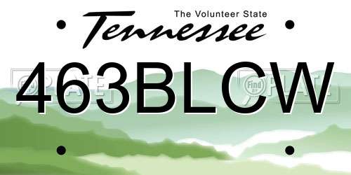463BLCW Tennessee License Plate