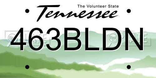 463BLDN Tennessee License Plate