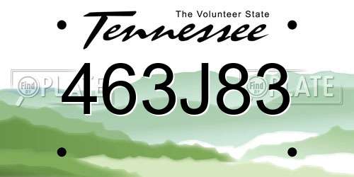 463J83 Tennessee License Plate