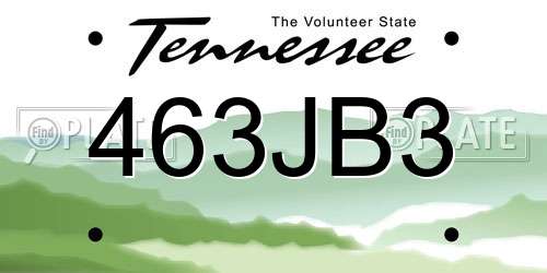 463JB3 Tennessee License Plate