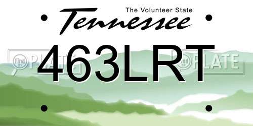 463LRT Tennessee License Plate