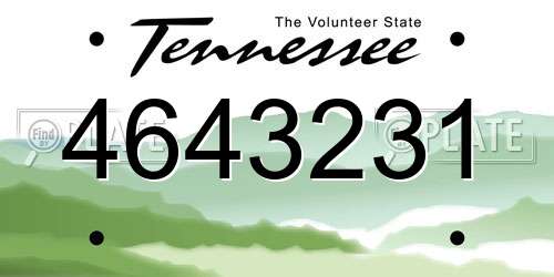 4643231 Tennessee License Plate