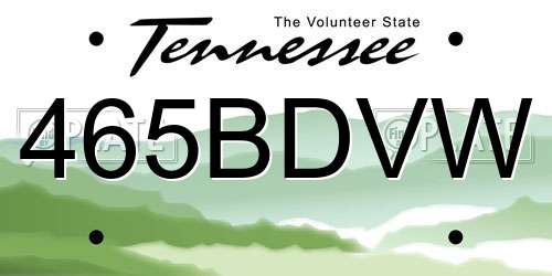 465BDVW Tennessee License Plate