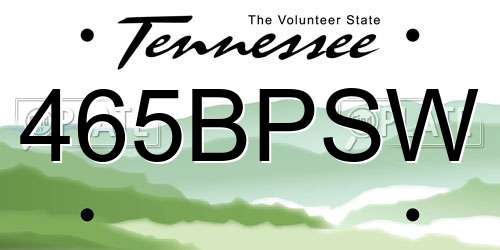 465BPSW Tennessee License Plate