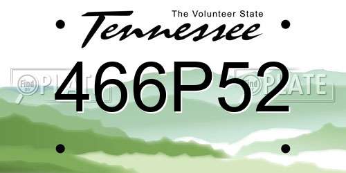 466P52 Tennessee License Plate