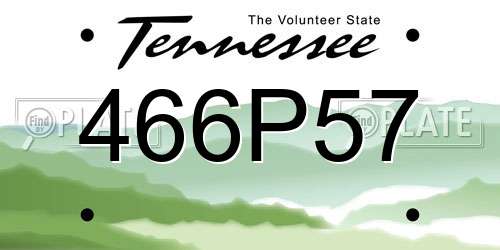 466P57 Tennessee License Plate