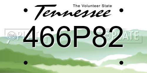 466P82 Tennessee License Plate