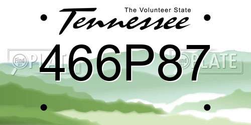 466P87 Tennessee License Plate