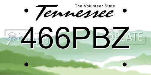 466PBZ Tennessee License Plate