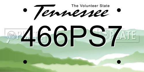 466PS7 Tennessee License Plate