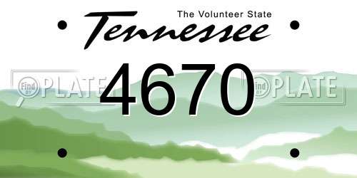4670 Tennessee License Plate