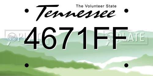 4671FF Tennessee License Plate