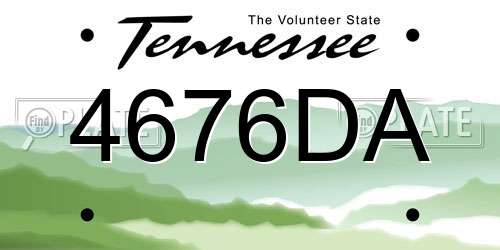 4676DA Tennessee License Plate